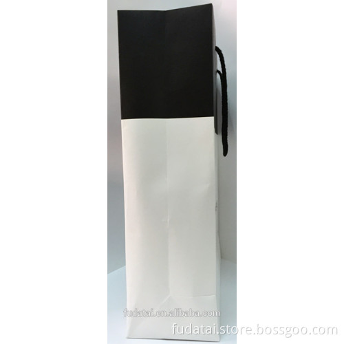 FDT customized top quality and cheapest white and black shopping paper bag with cotton handle